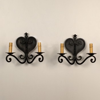 French Iron Heart Sconces
